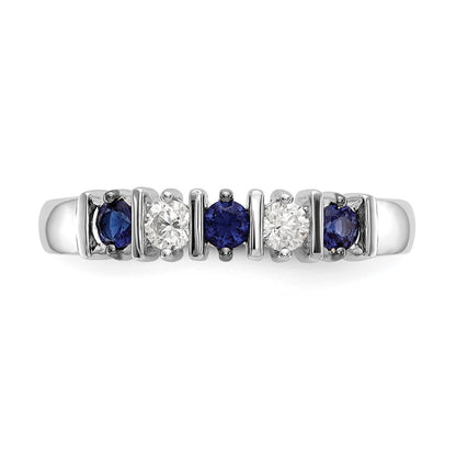 14k White Gold Real Diamond w/Sapphire Band