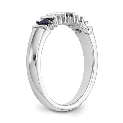 14k White Gold Real Diamond w/Sapphire Band