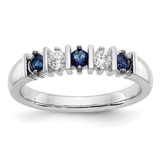 14k White Gold Real Diamond w/Sapphire Band