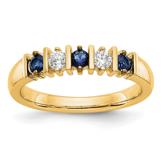 14k Yellow Gold Real Diamond w/Sapphire Band