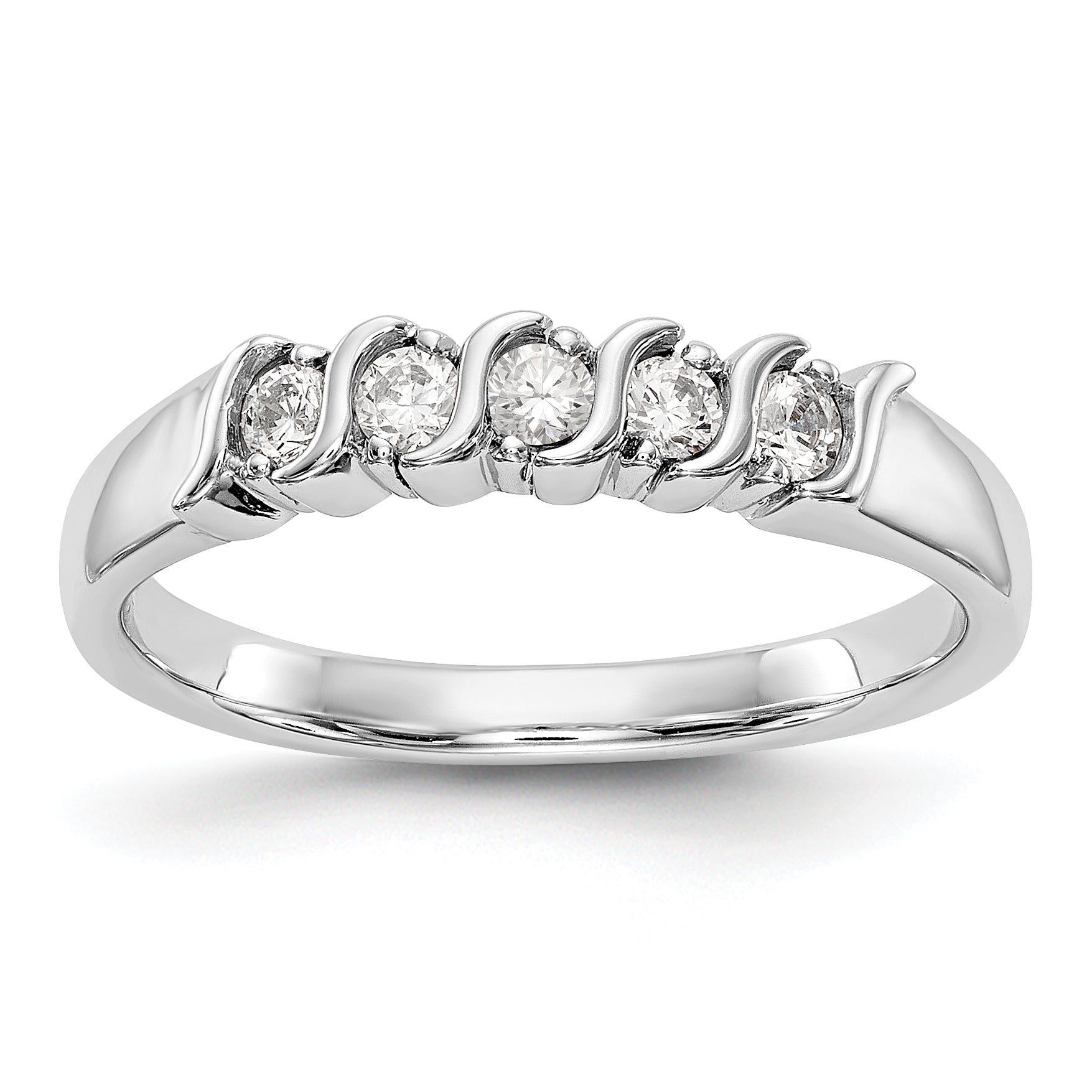 0.25ct. CZ Solid Real 14K White Gold Wedding Band Ring