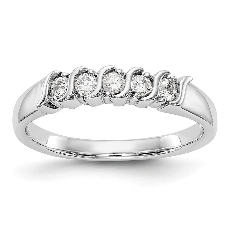 14K White Gold Real Diamond Band