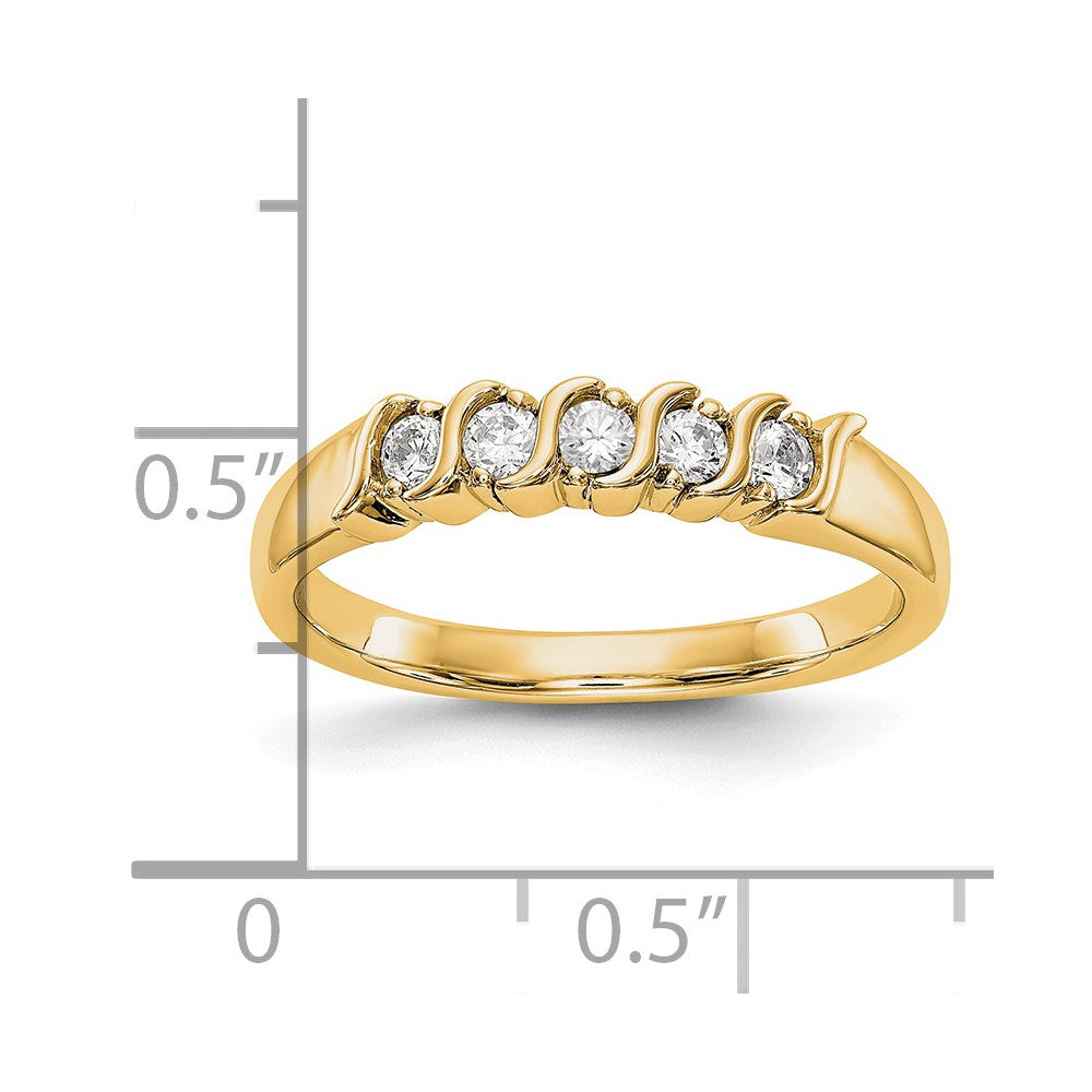 14K Yellow Gold 5-Stone Real Diamond Band