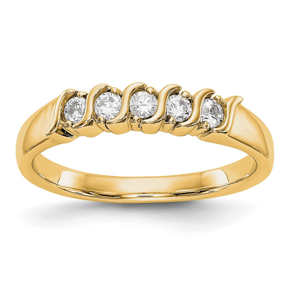 14K Yellow Gold 5-Stone Real Diamond Band
