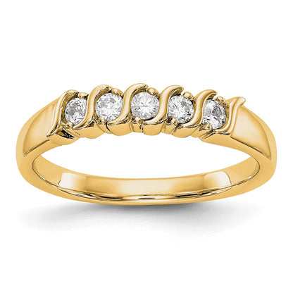 14K Yellow Gold 5-Stone Real Diamond Band