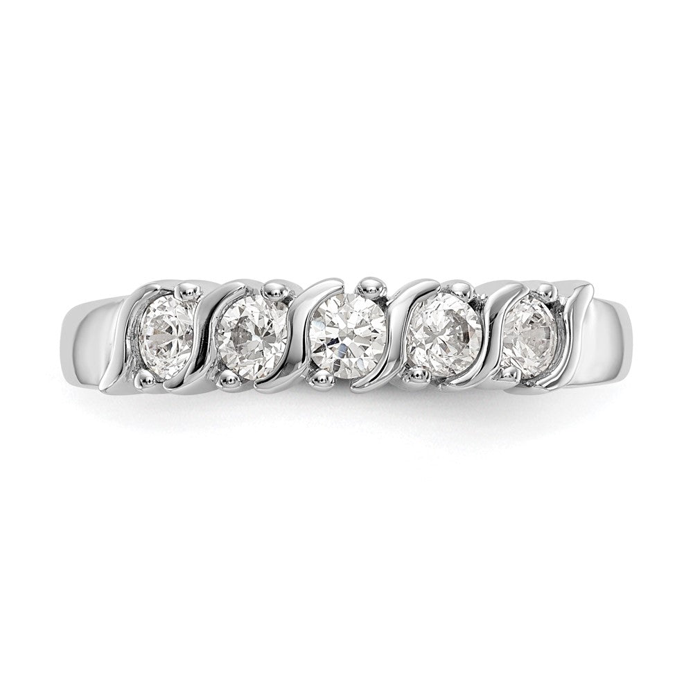 14K White Gold 5-Stone Real Diamond Band
