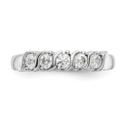 14K White Gold 5-Stone Real Diamond Band