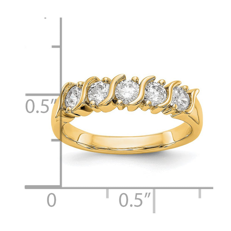 14K Yellow Gold 5-Stone Real Diamond Band