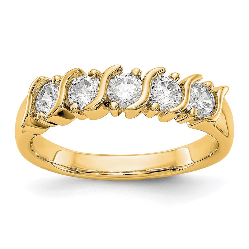 14K Yellow Gold 5-Stone Real Diamond Band