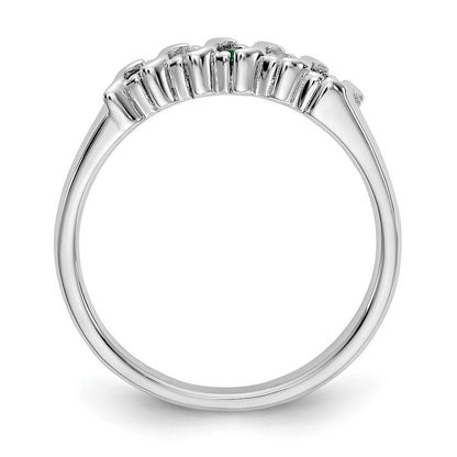 14k White Gold Real Diamond w/Emerald Band