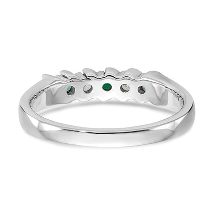 14k White Gold Real Diamond w/Emerald Band