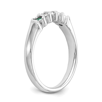 14k White Gold Real Diamond w/Emerald Band
