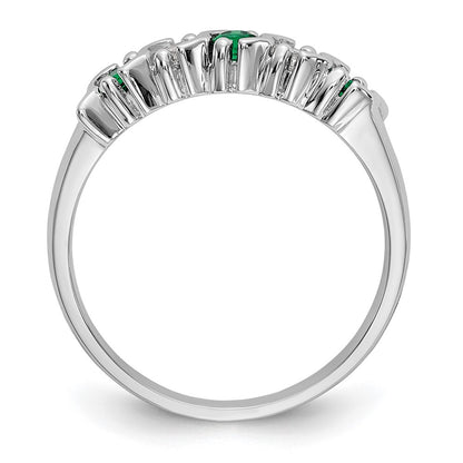 14k White Gold Real Diamond w/Emerald Band