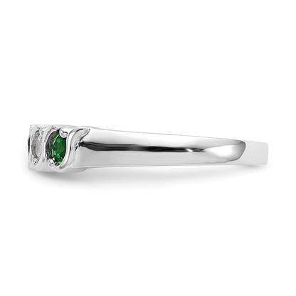 14k White Gold Real Diamond w/Emerald Band