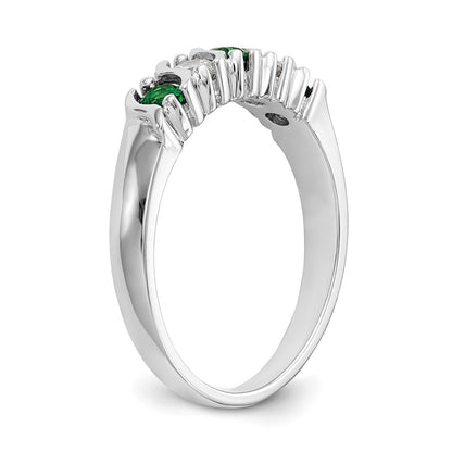 14k White Gold Real Diamond w/Emerald Band
