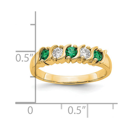 14k Yellow Gold Real Diamond w/Emerald Band