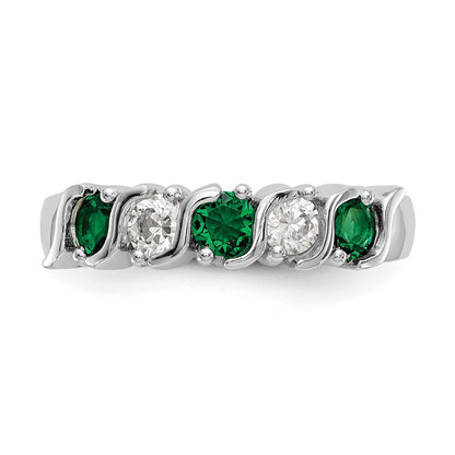 14k White Gold Real Diamond w/Emerald Band
