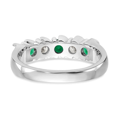 14k White Gold Real Diamond w/Emerald Band