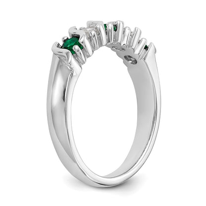 14k White Gold Real Diamond w/Emerald Band