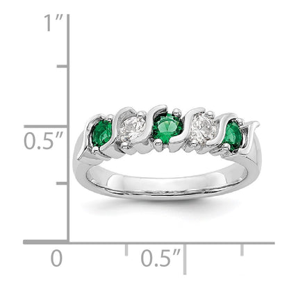 14k White Gold Real Diamond w/Emerald Band