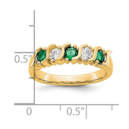 14k Yellow Gold Real Diamond w/Emerald Band
