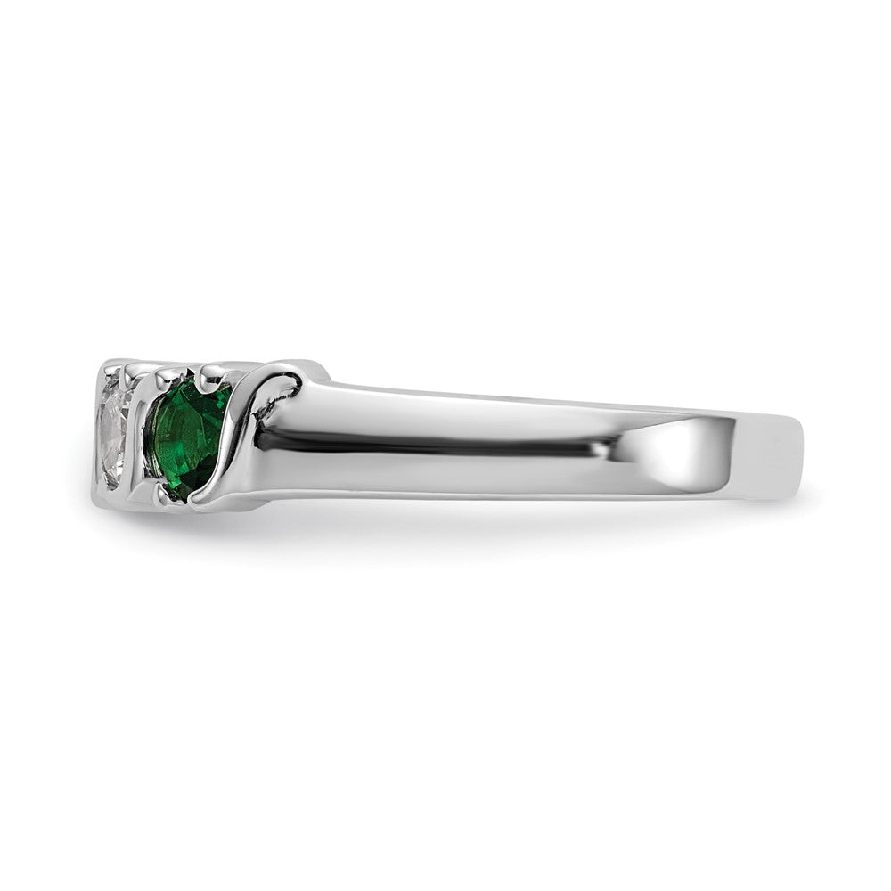 14k White Gold Real Diamond w/Emerald Band