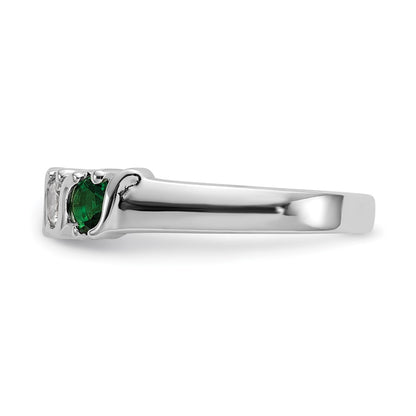 14k White Gold Real Diamond w/Emerald Band
