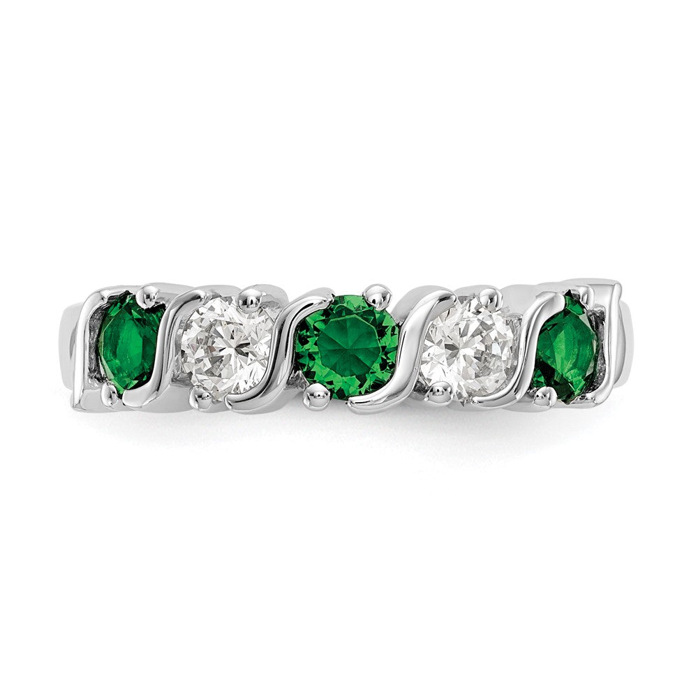 14k White Gold Real Diamond w/Emerald Band