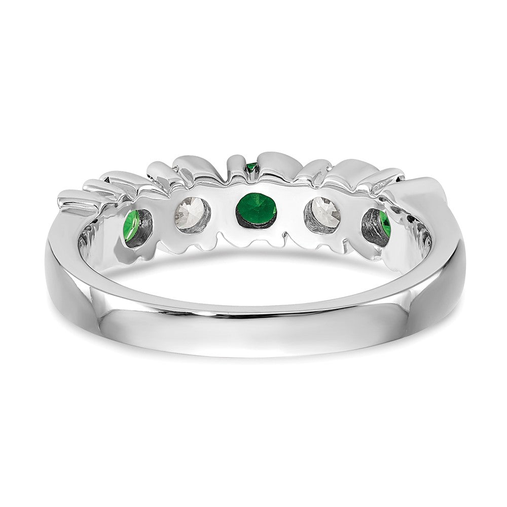 14k White Gold Real Diamond w/Emerald Band