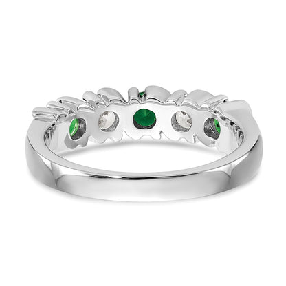 14k White Gold Real Diamond w/Emerald Band