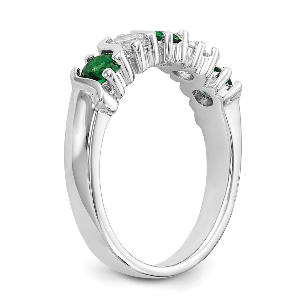 14k White Gold Real Diamond w/Emerald Band