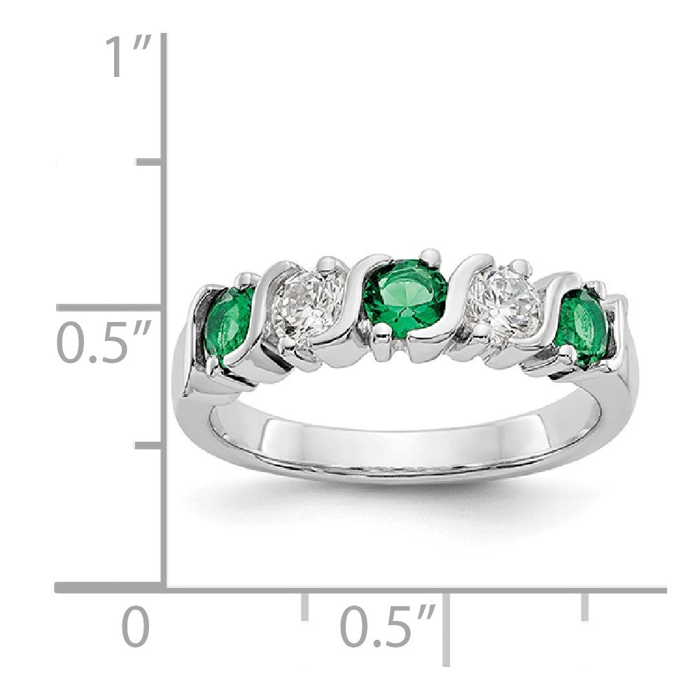 14k White Gold Real Diamond w/Emerald Band