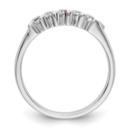 14k White Gold Real Diamond w/Ruby Band