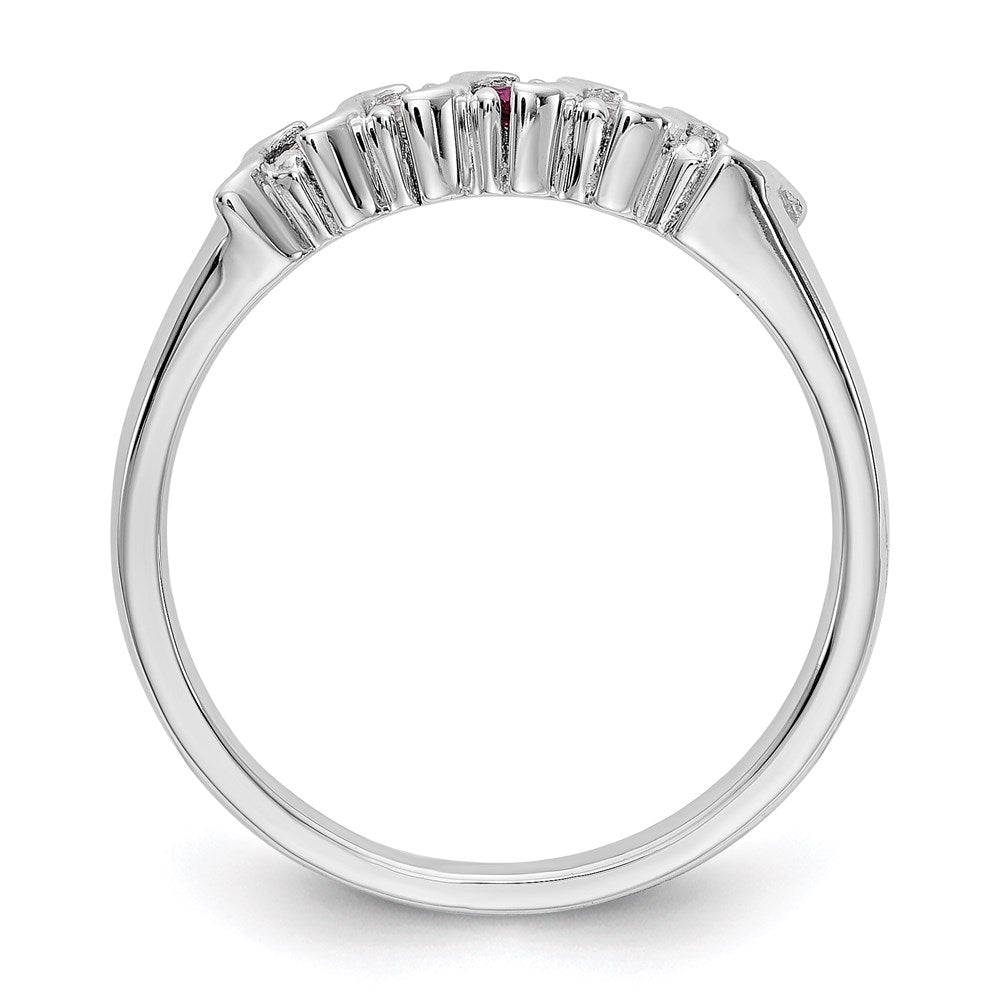 14k White Gold Real Diamond w/Ruby Band