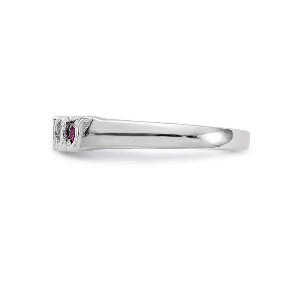 14k White Gold Real Diamond w/Ruby Band