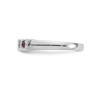 14k White Gold Real Diamond w/Ruby Band