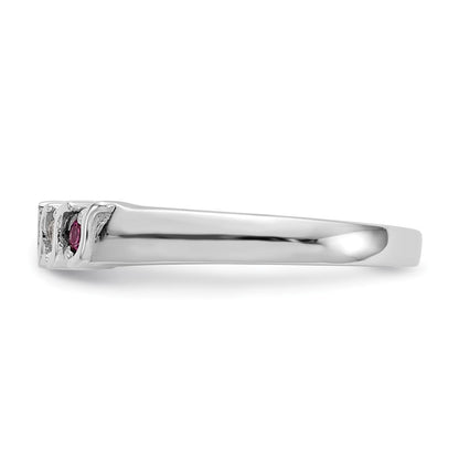 14k White Gold Real Diamond w/Ruby Band