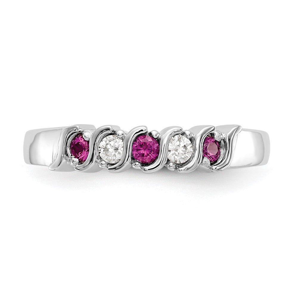 14k White Gold Real Diamond w/Ruby Band