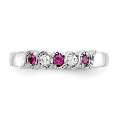 14k White Gold Real Diamond w/Ruby Band