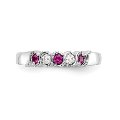 14k White Gold Real Diamond w/Ruby Band