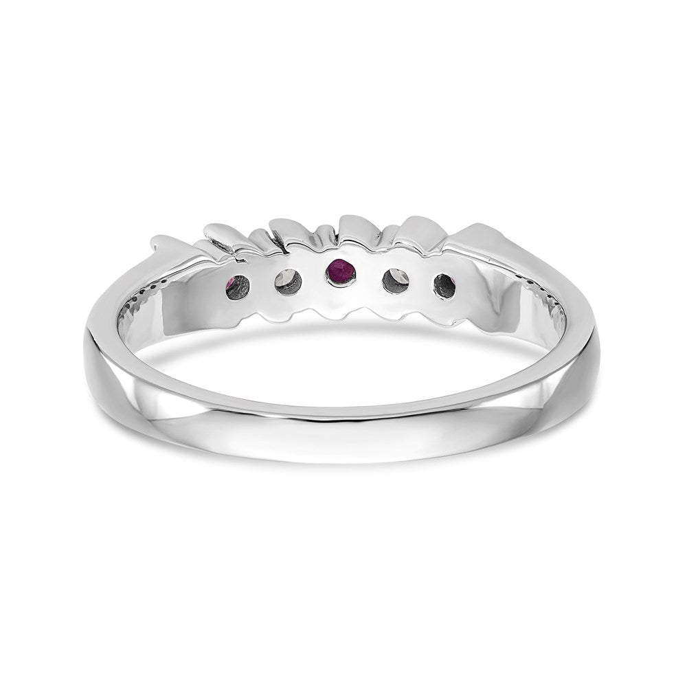 14k White Gold Real Diamond w/Ruby Band