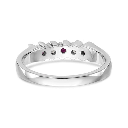 14k White Gold Real Diamond w/Ruby Band