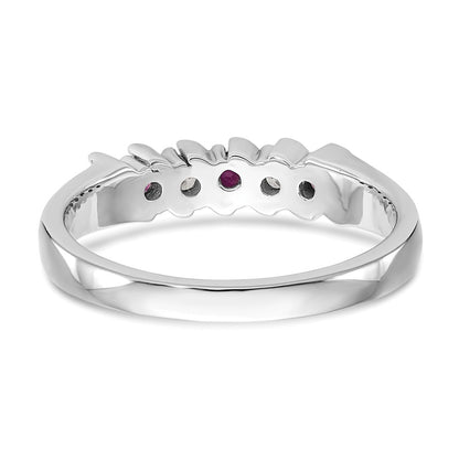 14k White Gold Real Diamond w/Ruby Band