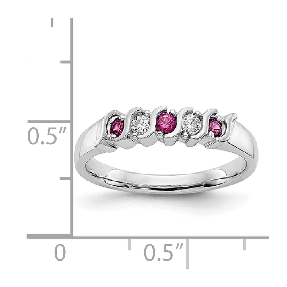 14k White Gold Real Diamond w/Ruby Band