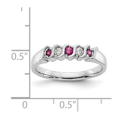 14k White Gold Real Diamond w/Ruby Band