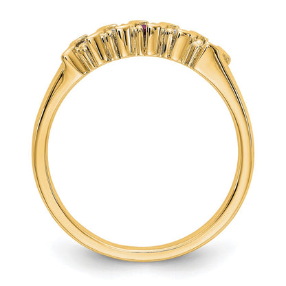 14k Yellow Gold Real Diamond w/Ruby Band