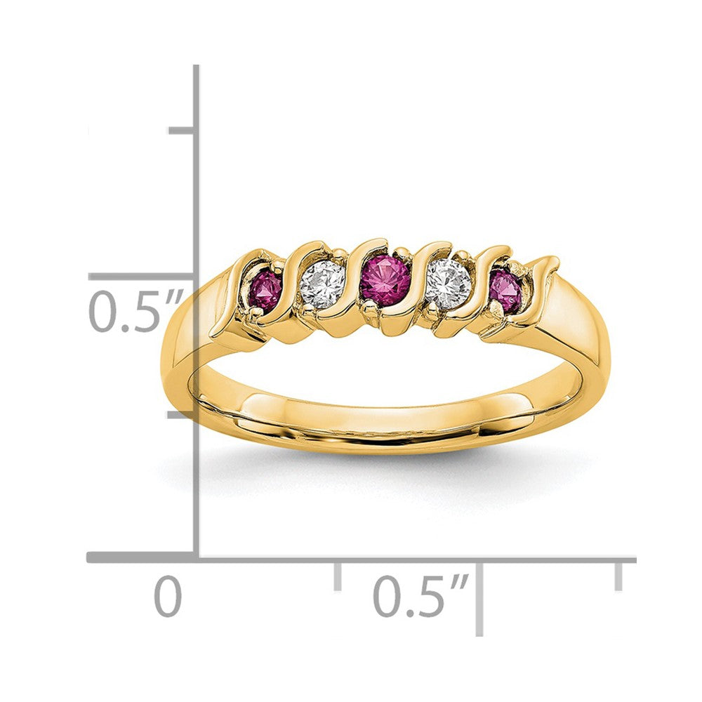 14k Yellow Gold Real Diamond w/Ruby Band