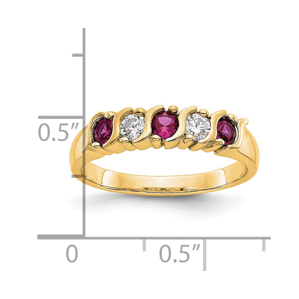 14k Yellow Gold Real Diamond w/Ruby Band