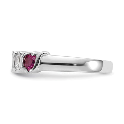 14k White Gold Real Diamond w/Ruby Band