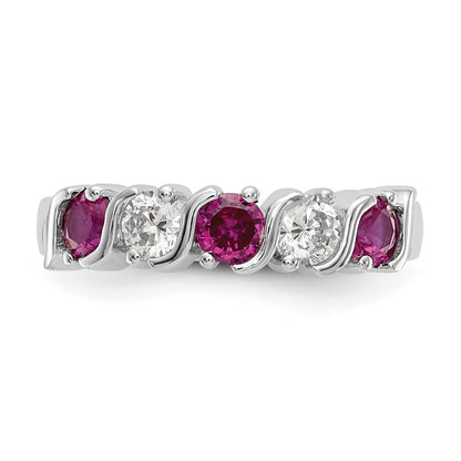 14k White Gold Real Diamond w/Ruby Band